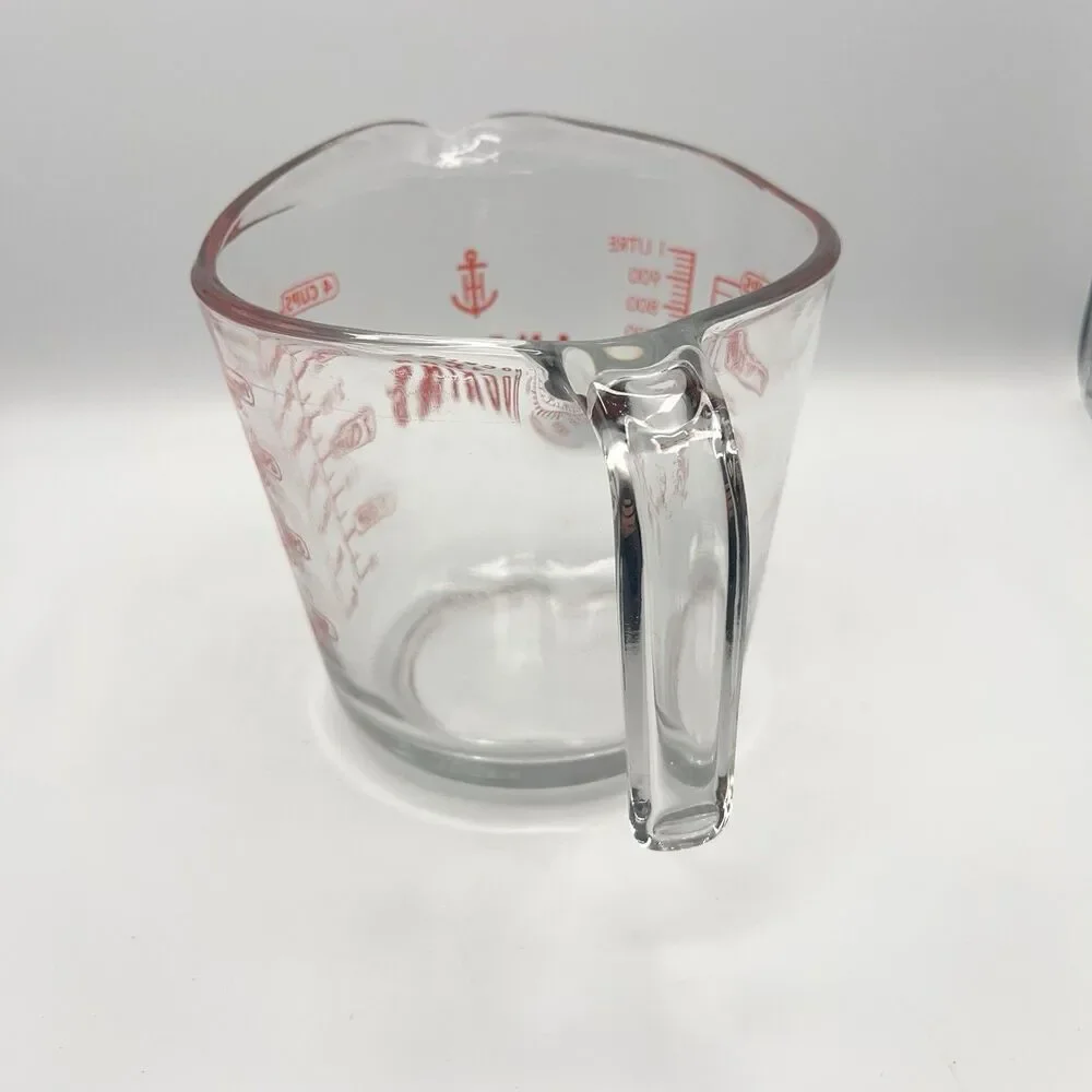 Anchor Hocking 4 Cup Glass Measuring Cup 32oz Red Lettering #8